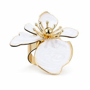 Alternate product view of the pearl-white marbled petal ring