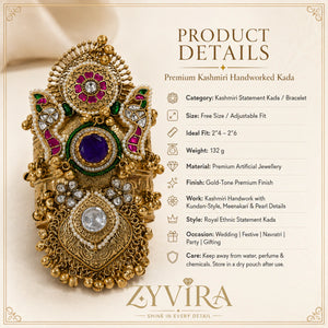 Alternate product view of the purple Kundan pearl kada