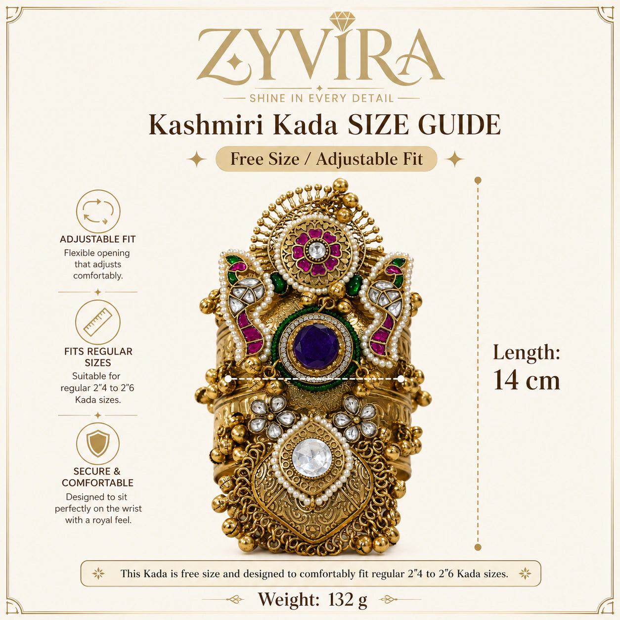 Purple Kundan pearl kada styled in an elegant jewellery flat lay