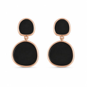 Western rose-gold black inlay drop earrings