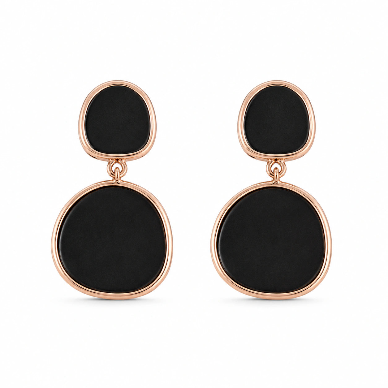 Western rose-gold black inlay drop earrings