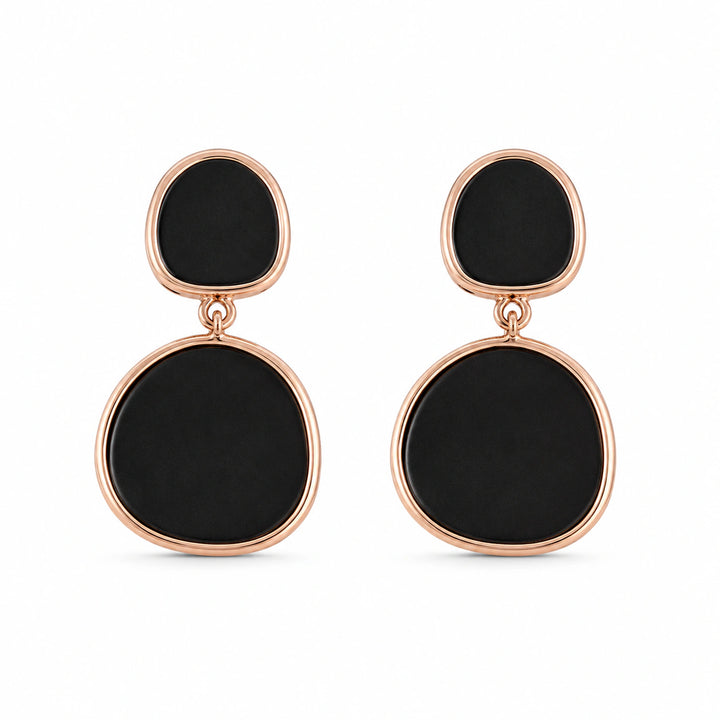 Western rose-gold black inlay drop earrings