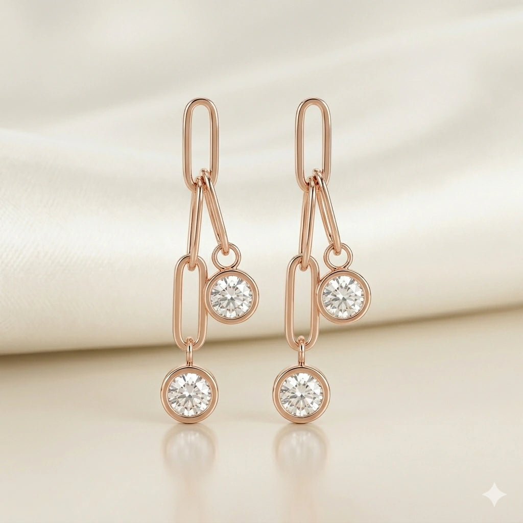 Close-up of crystal-style accents and paperclip link detailing