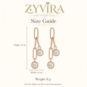 Size guide showing the proportions of paperclip link earrings