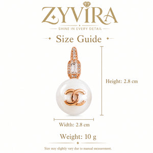 Size guide showing the proportions of pearl emblem drop earrings