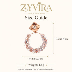 Size guide showing the proportions of square crystal hoop earrings