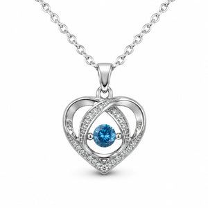 Korean-style silver blue crystal-style heart pendant necklace
