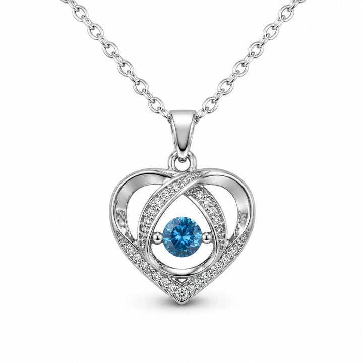 Korean-style silver blue crystal-style heart pendant necklace