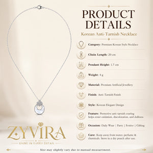 Product details card for the silver floral crystal halo necklace