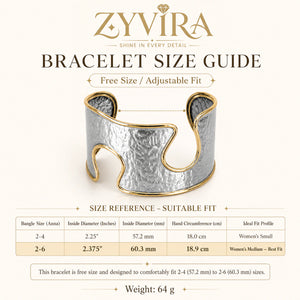 Open structure view of the two-tone hammered wave cuff