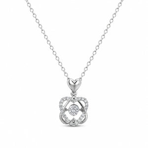 Alternate product view of the silver interwoven heart necklace