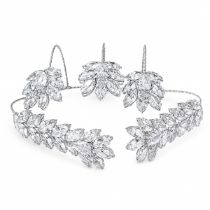 Alternate product view of the silver marquise-leaf handcuff