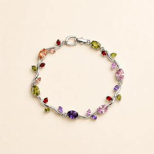 Close-up of multicolour tulips and crystal-style link detailing