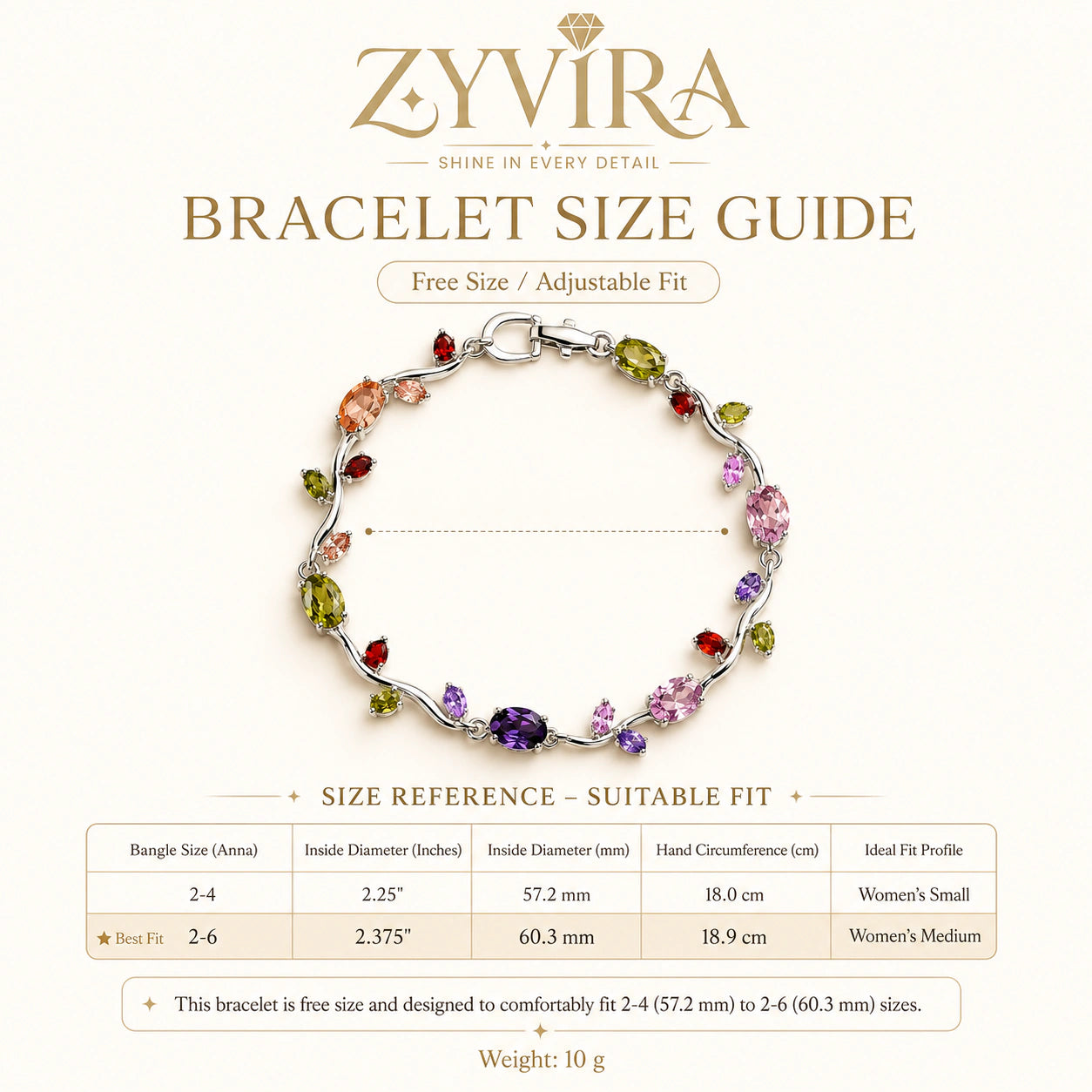 Open link view of the silver multicolour tulip bracelet