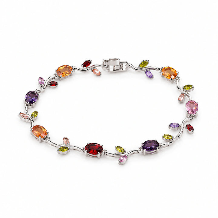 Silver-tone multicolour tulip crystal-style link bracelet