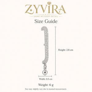 Size guide showing the proportions of curved-bar ball earrings