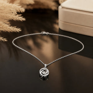 Alternate product view of the silver spiral bloom necklace