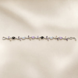 Alternate detail view of the silver tulip crystal bracelet