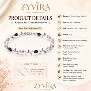 Open link view of the silver multicolour tulip bracelet