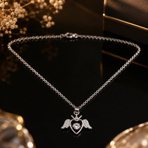 Alternate product view of the silver winged heart necklace