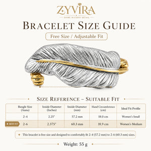Open structure view of the two-tone feather kada