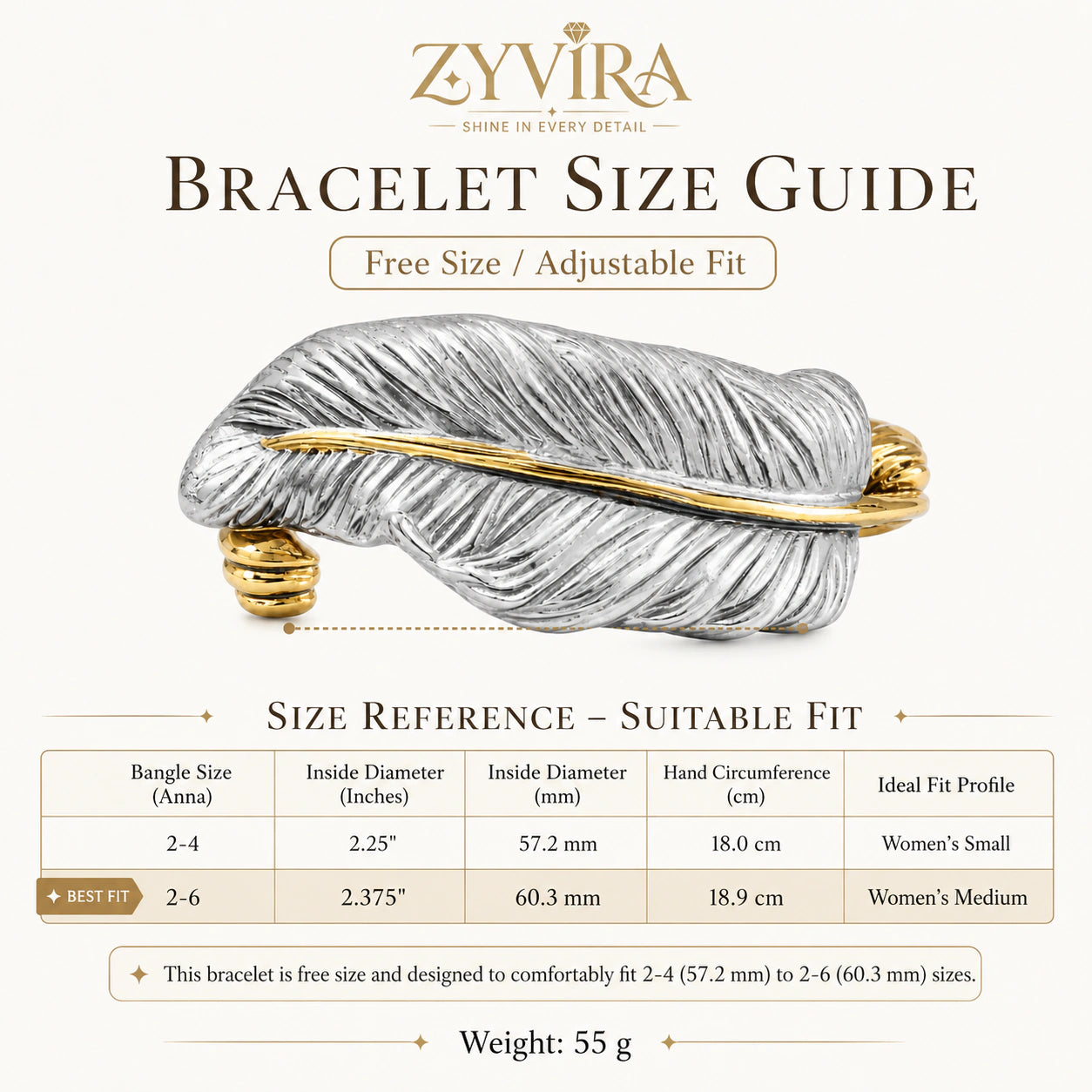 Open structure view of the two-tone feather kada