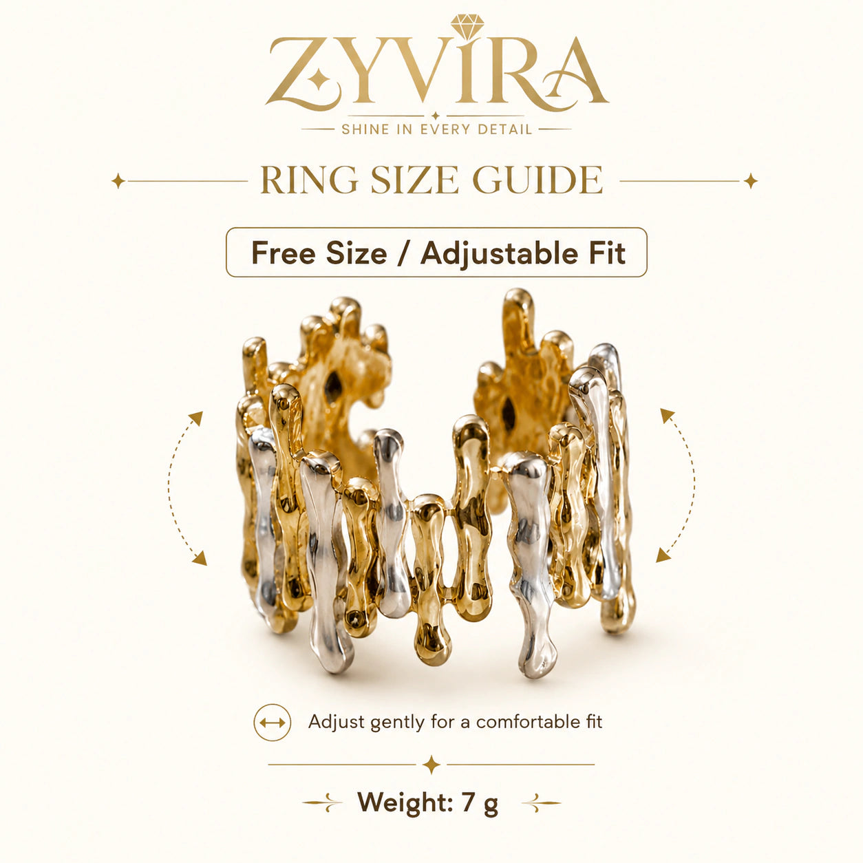 Angled view of the two-tone molten drip ring