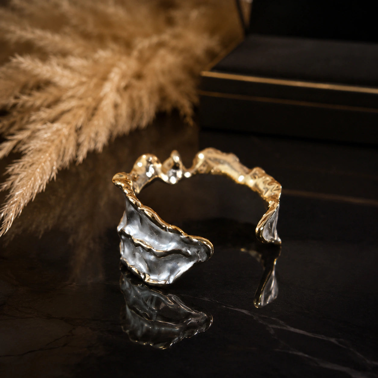 Alternate product view of the two-tone molten wave ring