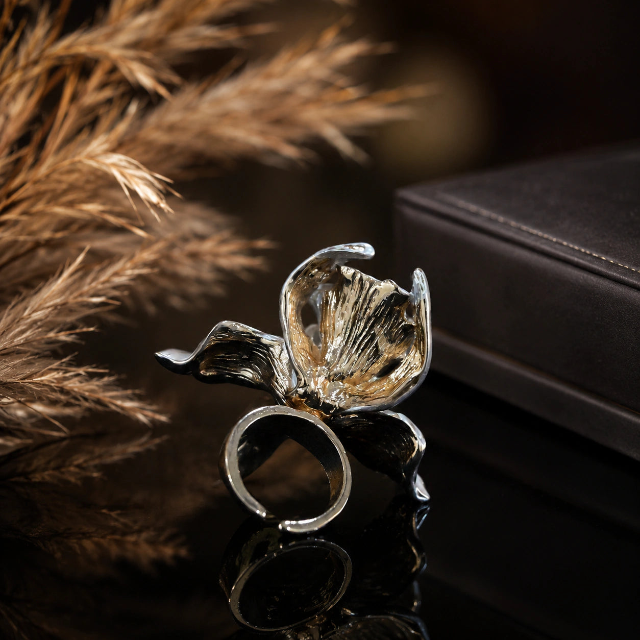 Alternate product view of the two-tone floral ring